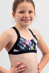 Girls Chlorine Proof Two Piece Top - Don't Mess With Me